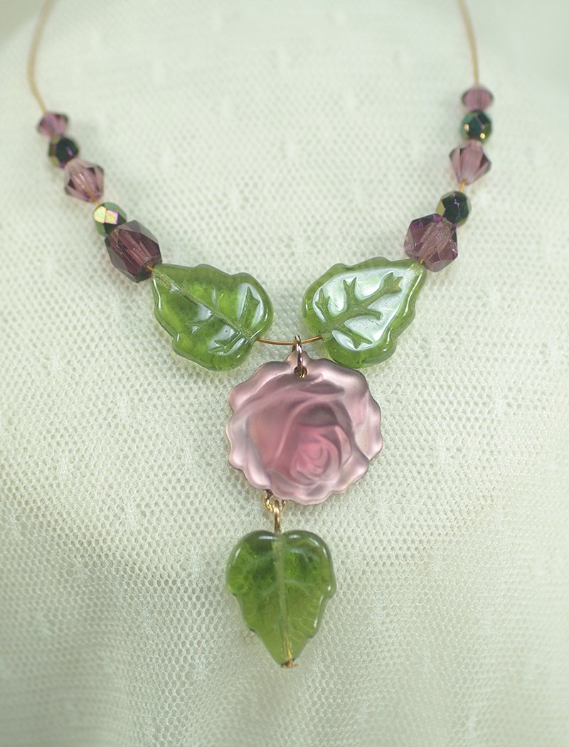 czechpurpleroseandgreenleafnecklace.jpg