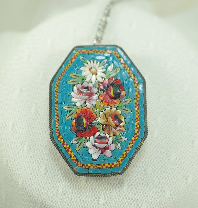 turquoiseoctogonalitalianmicromosaicfloralpendant.jpg